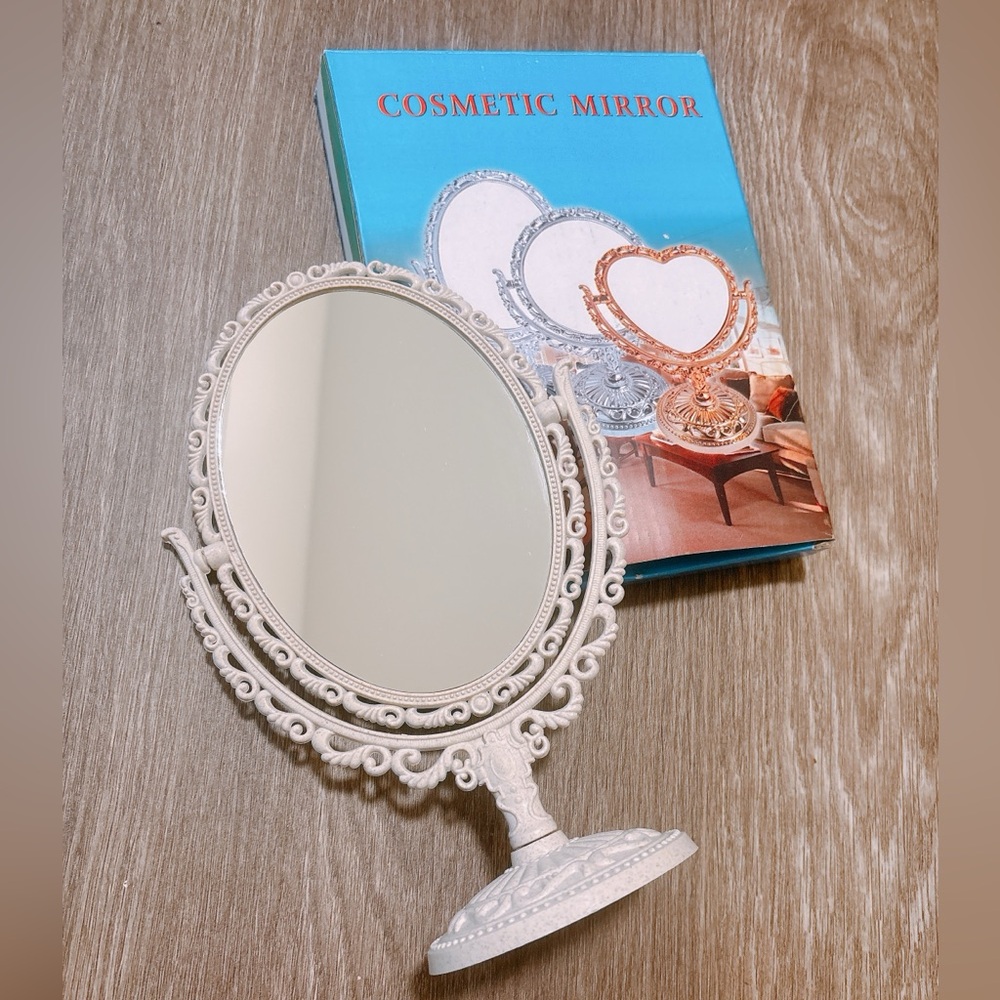 Elegant White Oval Vanity Mirror